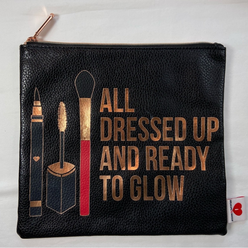 Sephora Make Up Bag, All Dressed Up & Ready to Glow 8x8.5” Breakups to Makeup